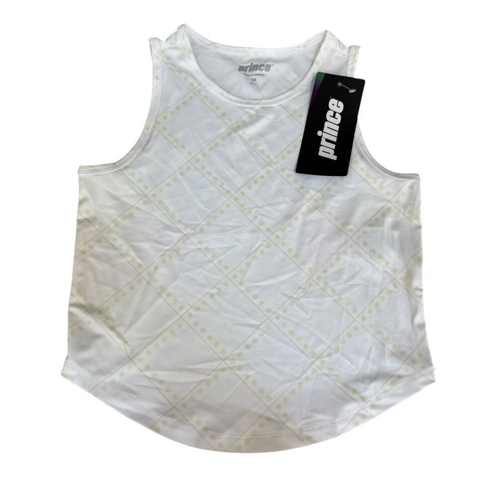 Prince Girl's Print tennis Tank Top White Court Lanes size XS 6-7 NWT